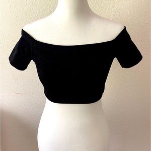 Forever 21 Black Off-Shoulder Crop Top